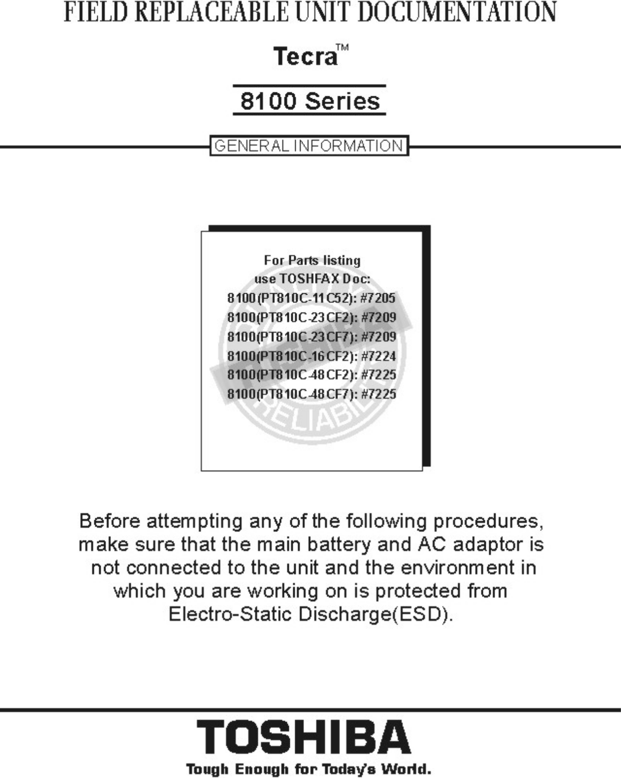 Toshiba tecra 8100 Service Manual