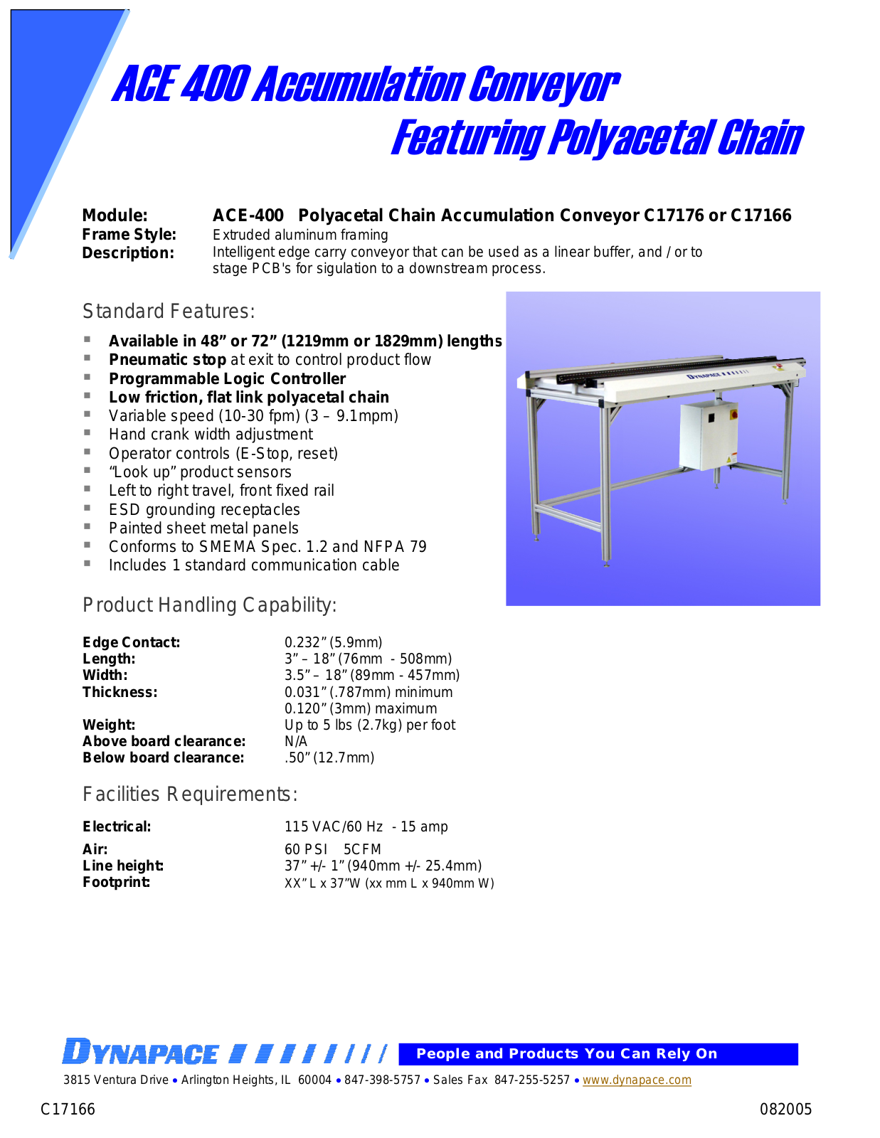 DYNAPACE Accumulation Conveyors User Manual