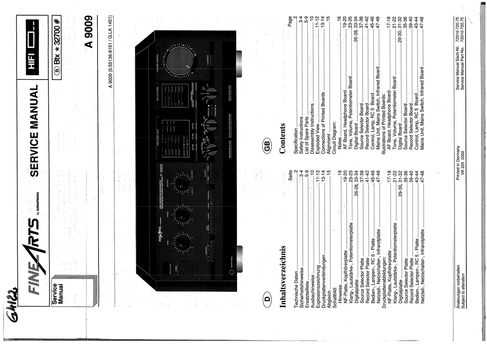 Grundig A-9009 Schematic