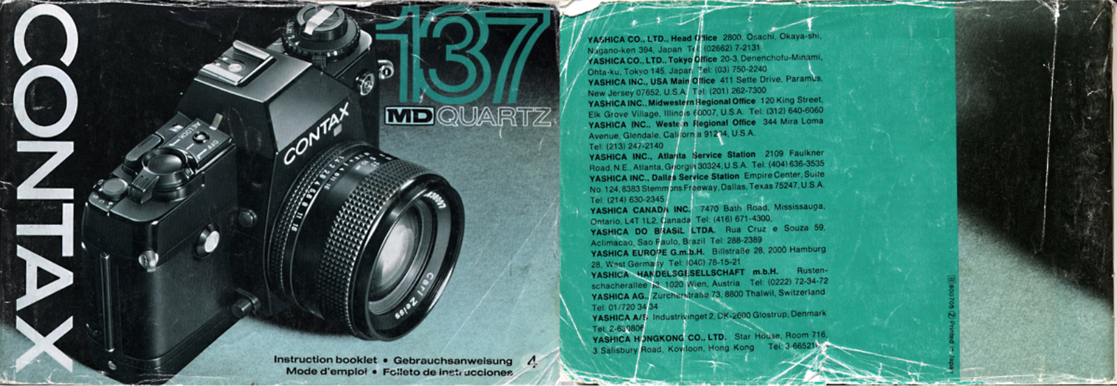 Contax 137 MD Quartz Operating Instructions