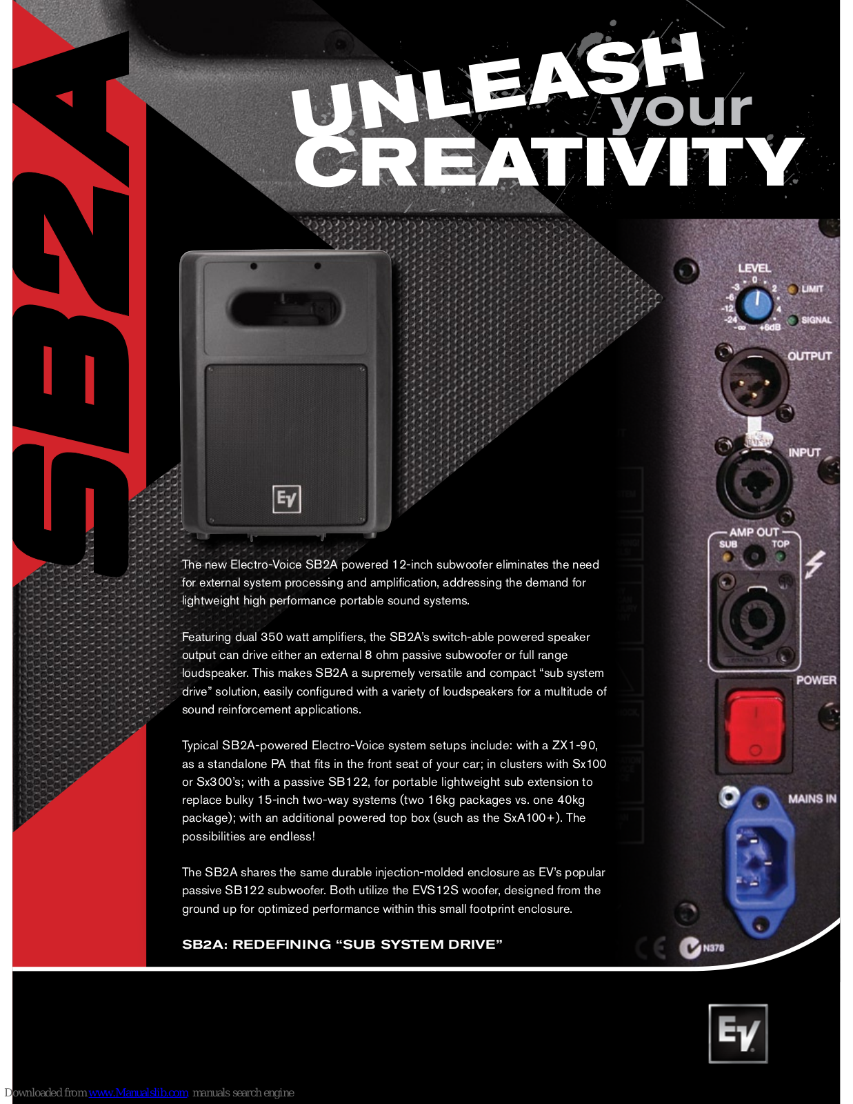 Electro-Voice Active Subwoofer SB2A Brochure