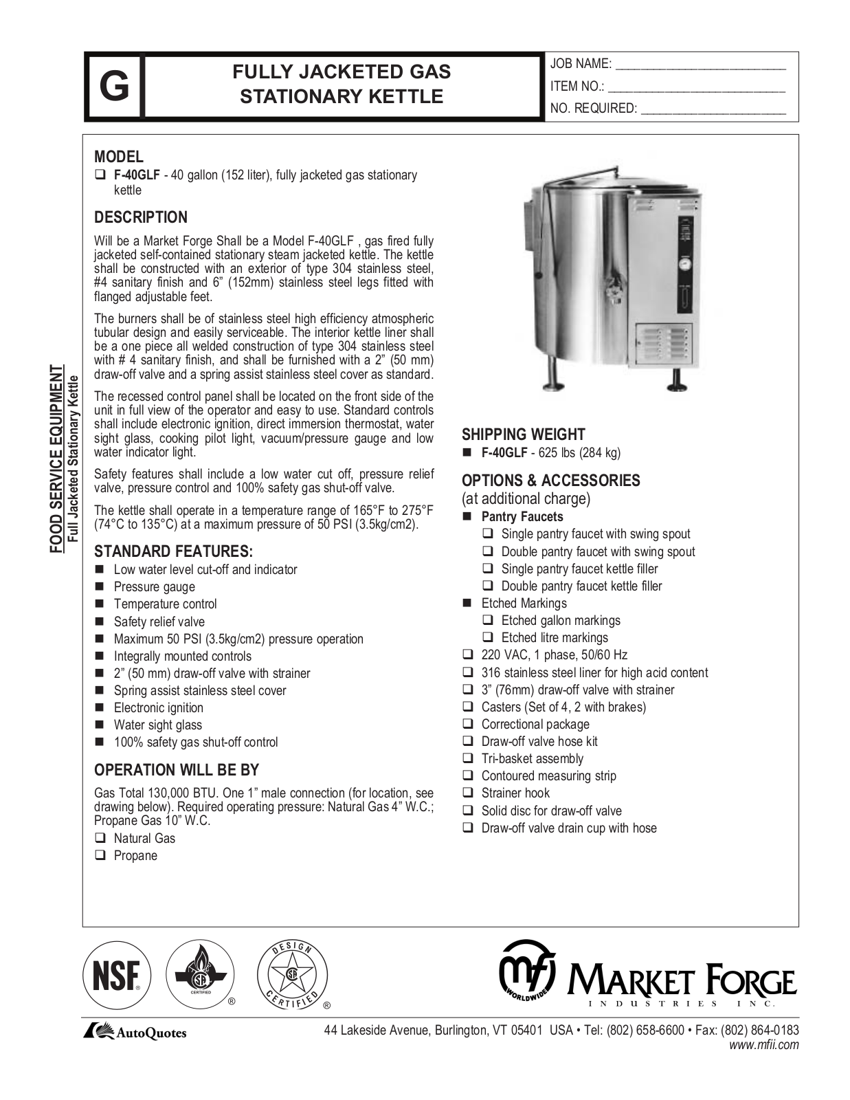 Market Forge F-40GLF User Manual