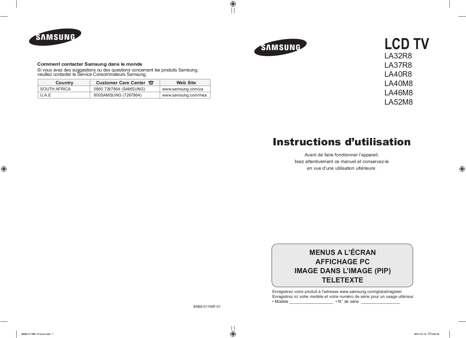 SAMSUNG LA32R81B, LA37R81B, LA40M81B, LA40R81B, LA46M81B User Manual