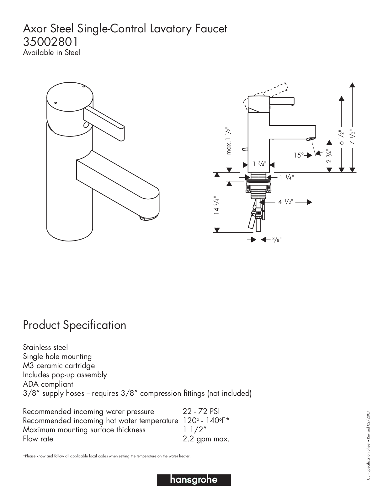 Hans Grohe 35002801 User Manual