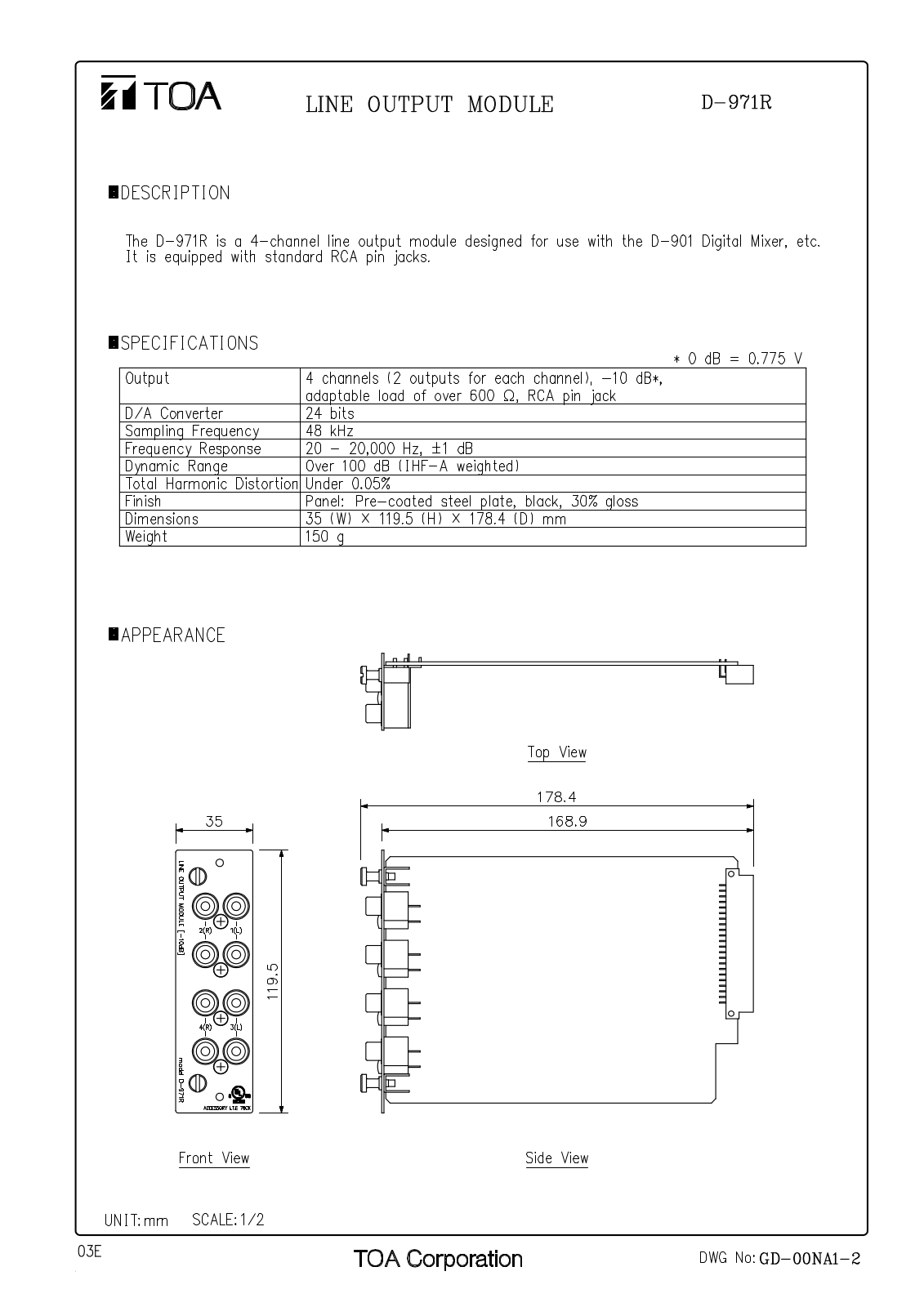 TOA D-971R User Manual