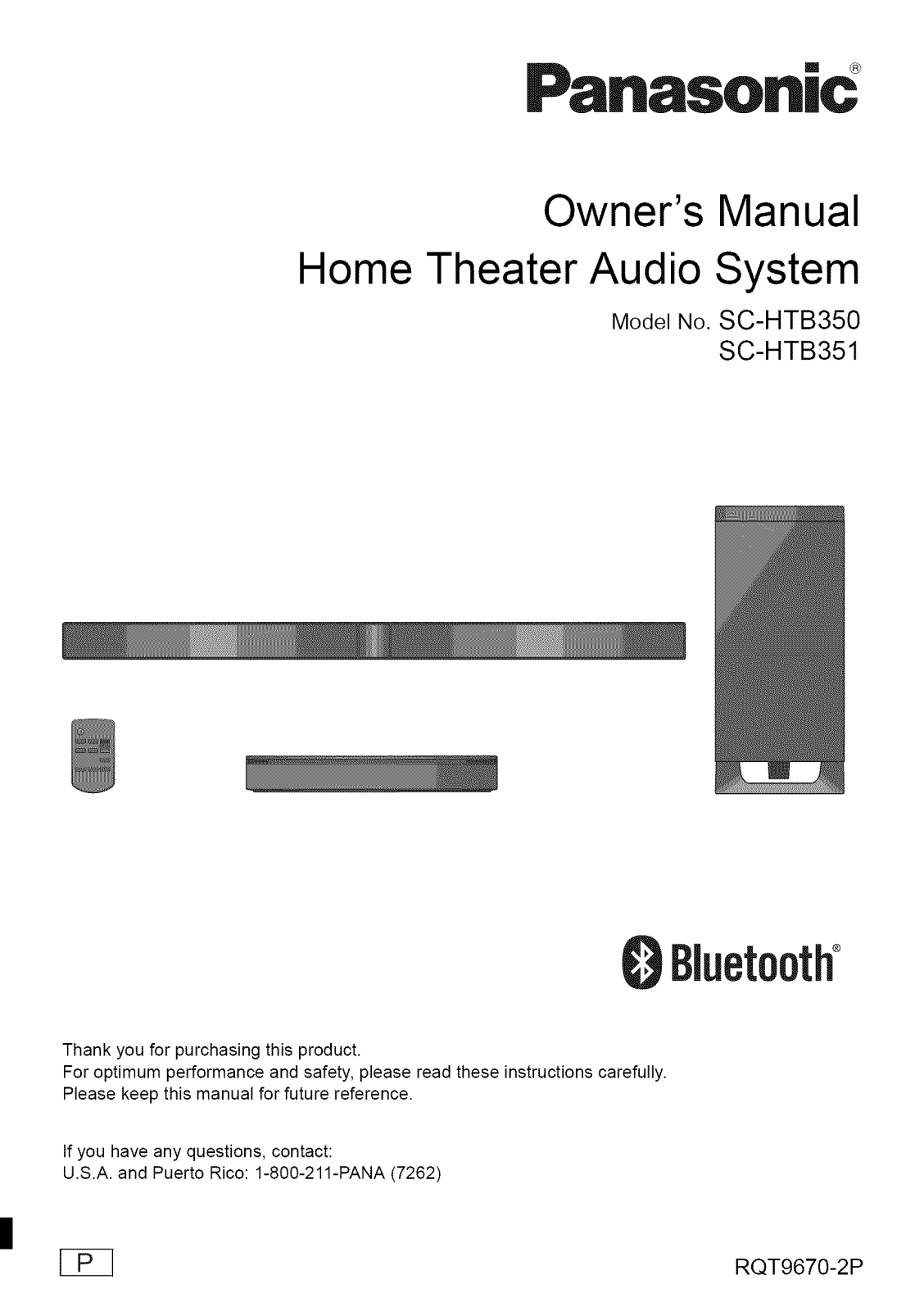 Panasonic SC-HTB351P Owner’s Manual
