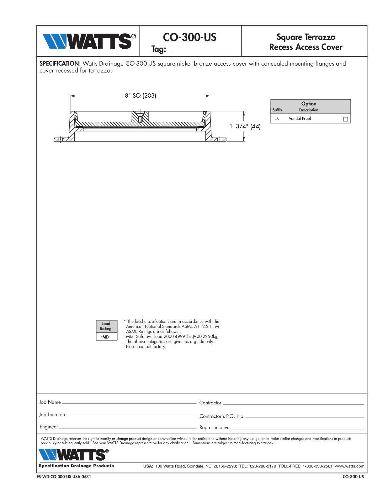 Watts CO-300-US User Manual