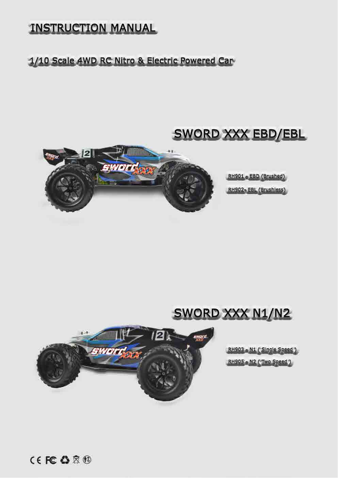 VRX Racing SWORD XXX EBD, SWORD XXX EBL, SWORD XXX N1, SWORD XXX N2, RH901 User guide - ManualMachine.com