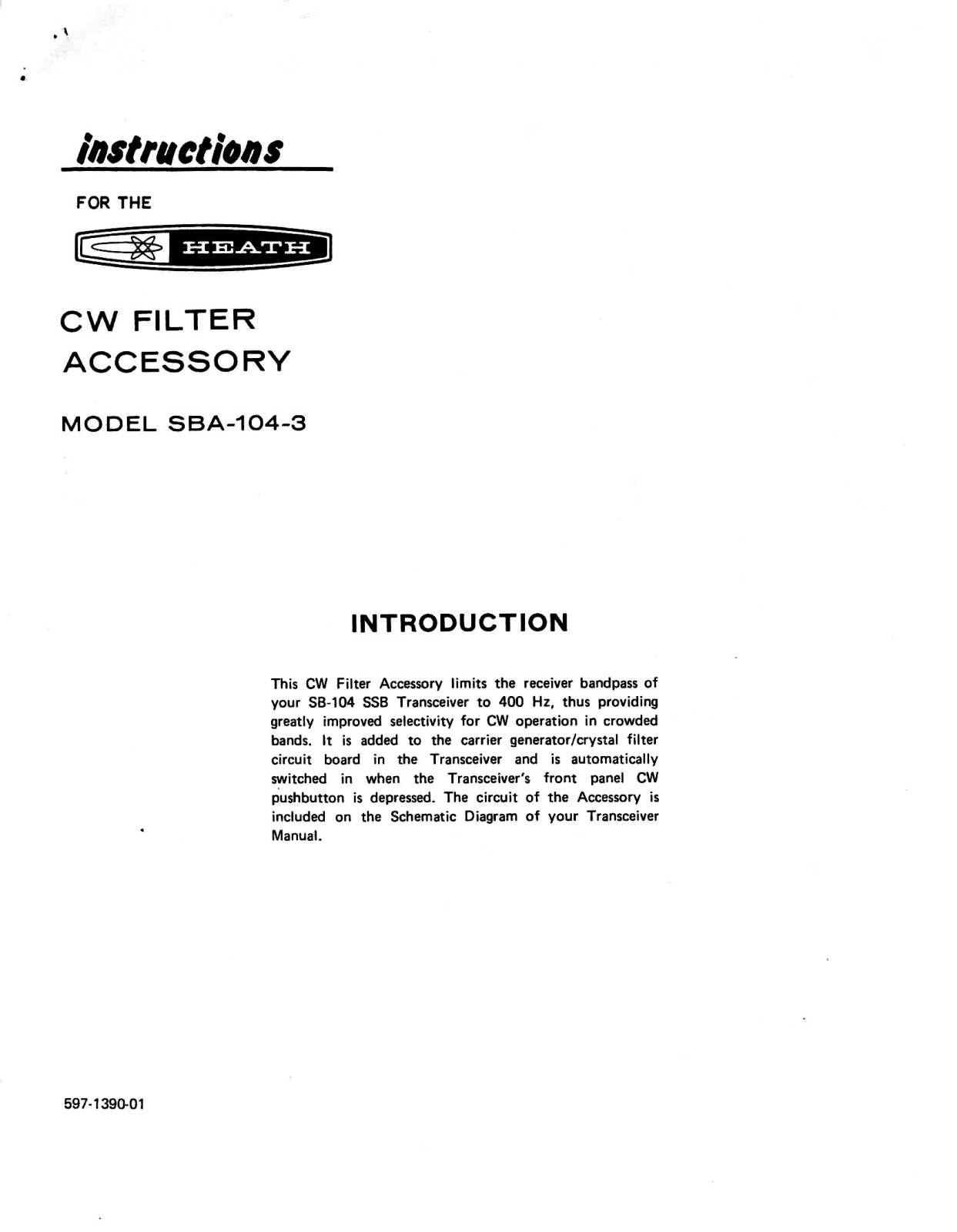 Heath Heathkit SBA-104-3 Operation Manual