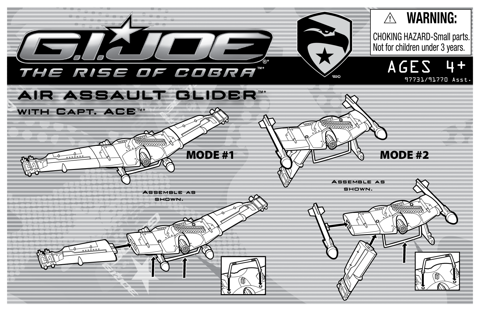 HASBRO GI Joe ROC Air Assault Glider with Capt Ace User Manual