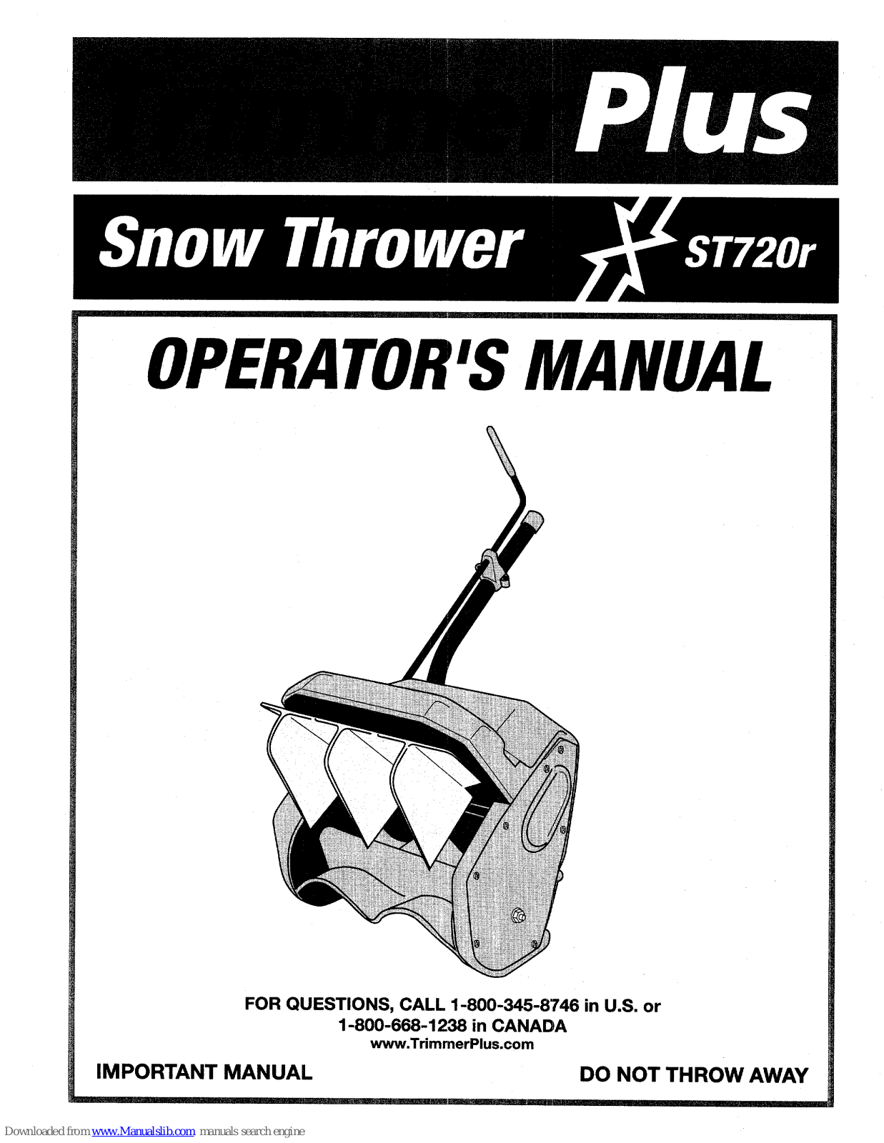 Plus ST720r Operator's Manual