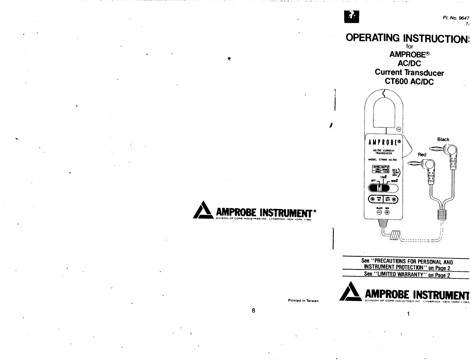 Amprobe CT-600 Operating Manual