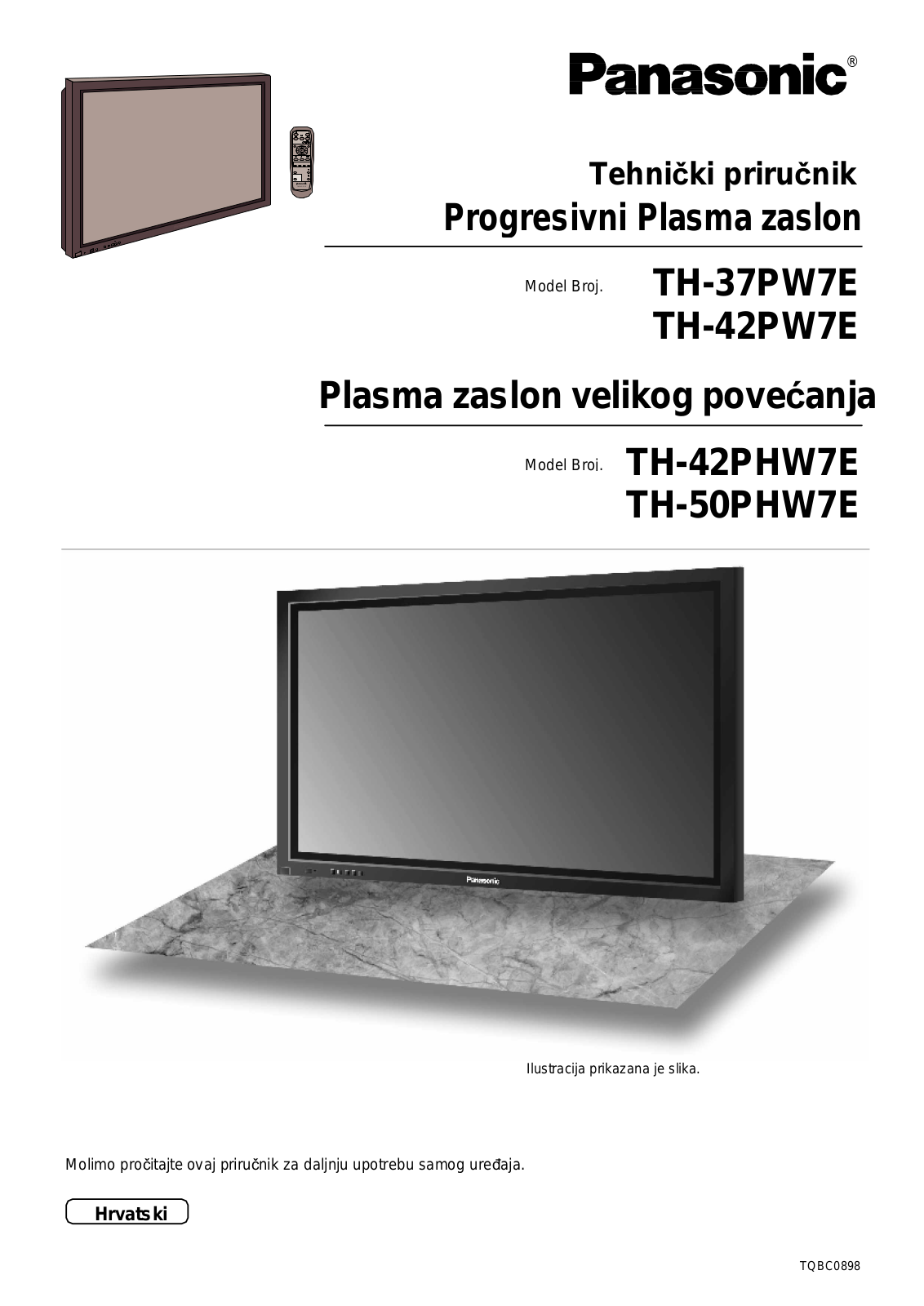 Panasonic TH42PW7E, TH50PHW7E, TH37PW7E Operating Instructions