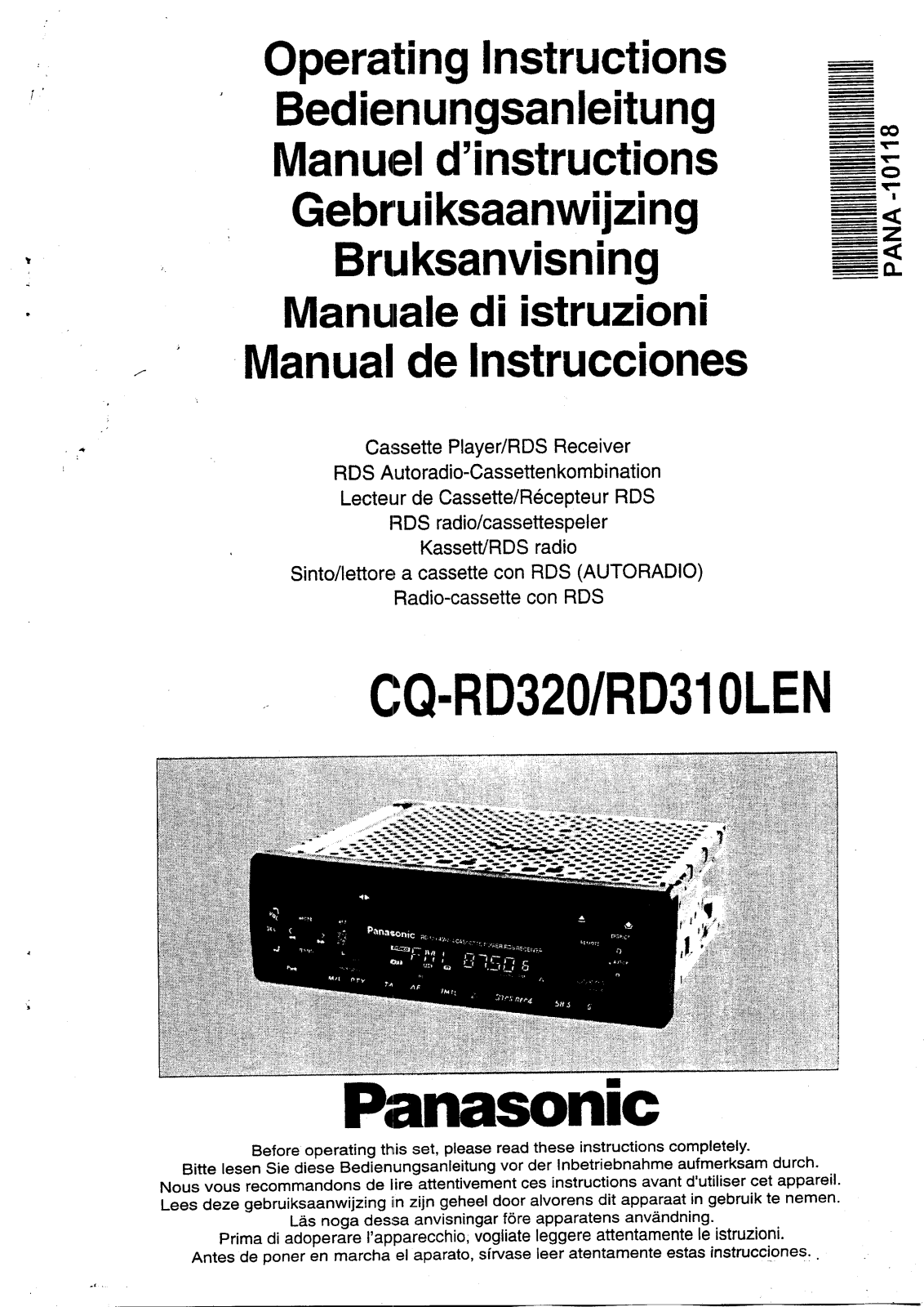 Panasonic CQ-RD320LEN, CQ-RD320 Instructions Manual