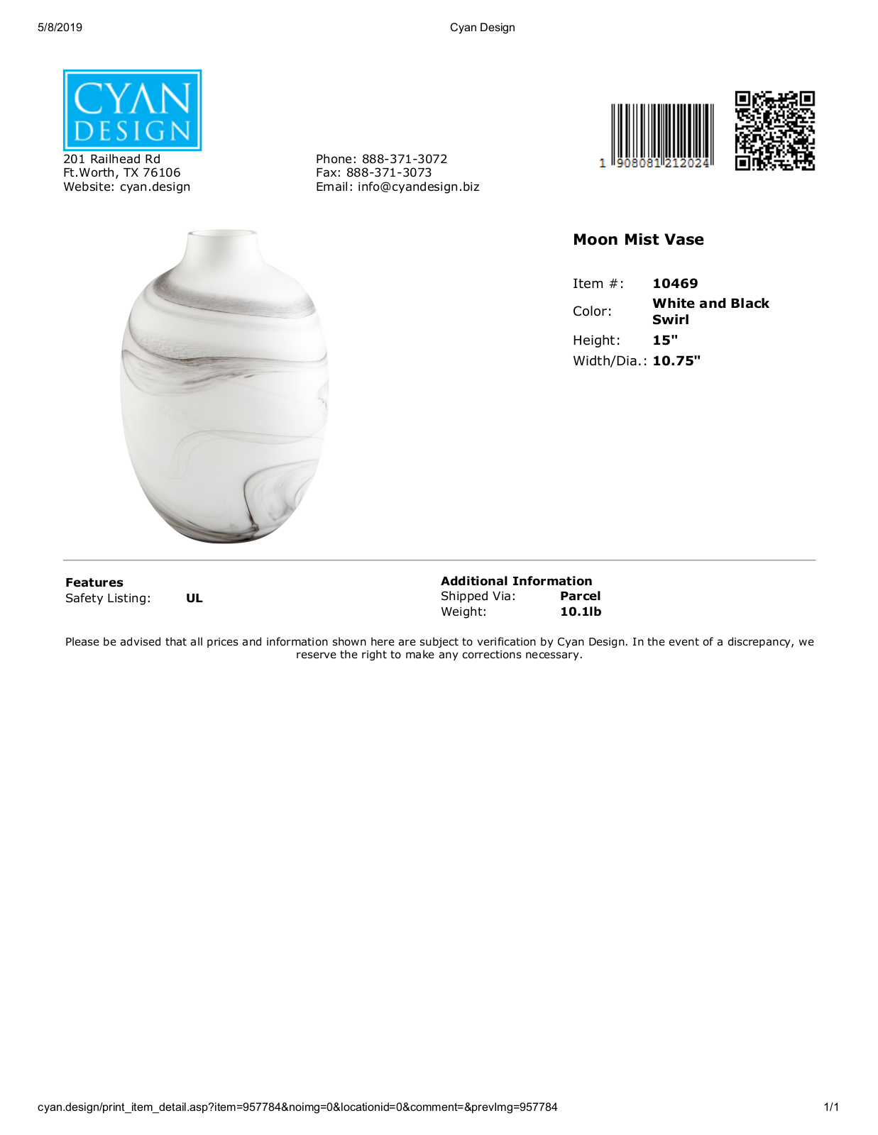 Cyan Design VYQ10406 Specifications - ManualMachine.com
