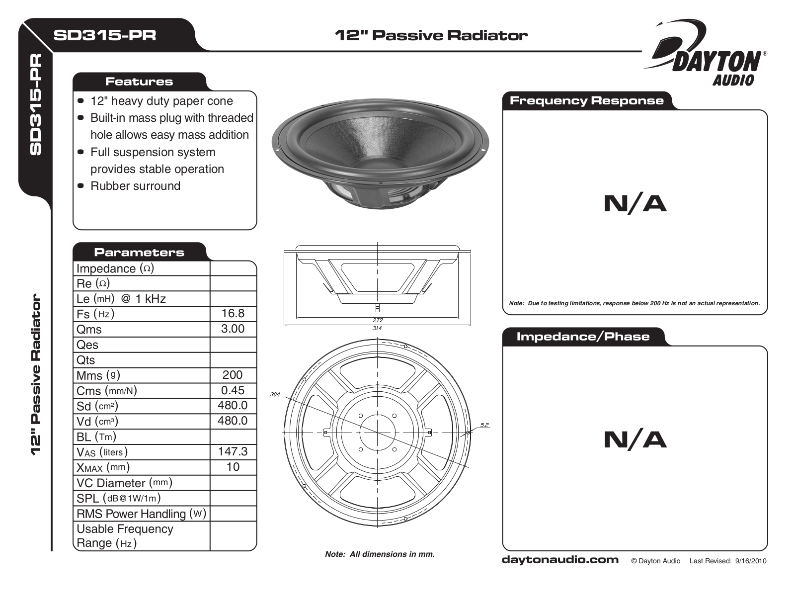 Dayton SD315-PR User Manual