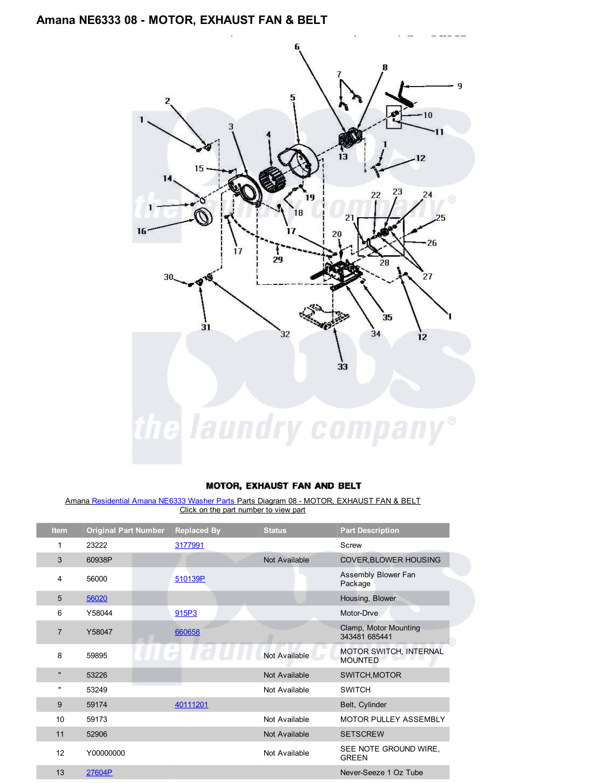 Amana NE6333 Parts Diagram