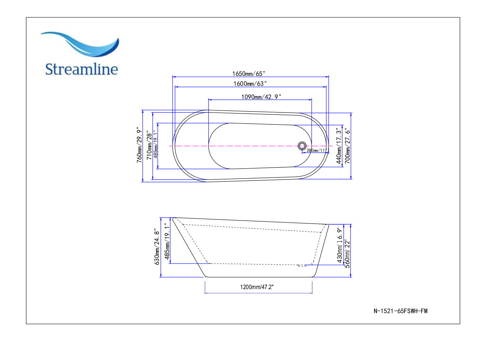 Streamline N152165FSWHFM Specifications