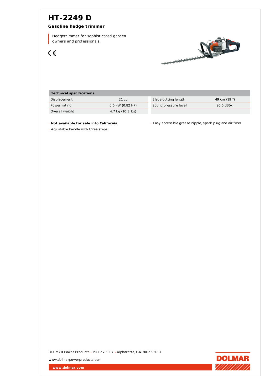 Dolmar HT2249D User Manual