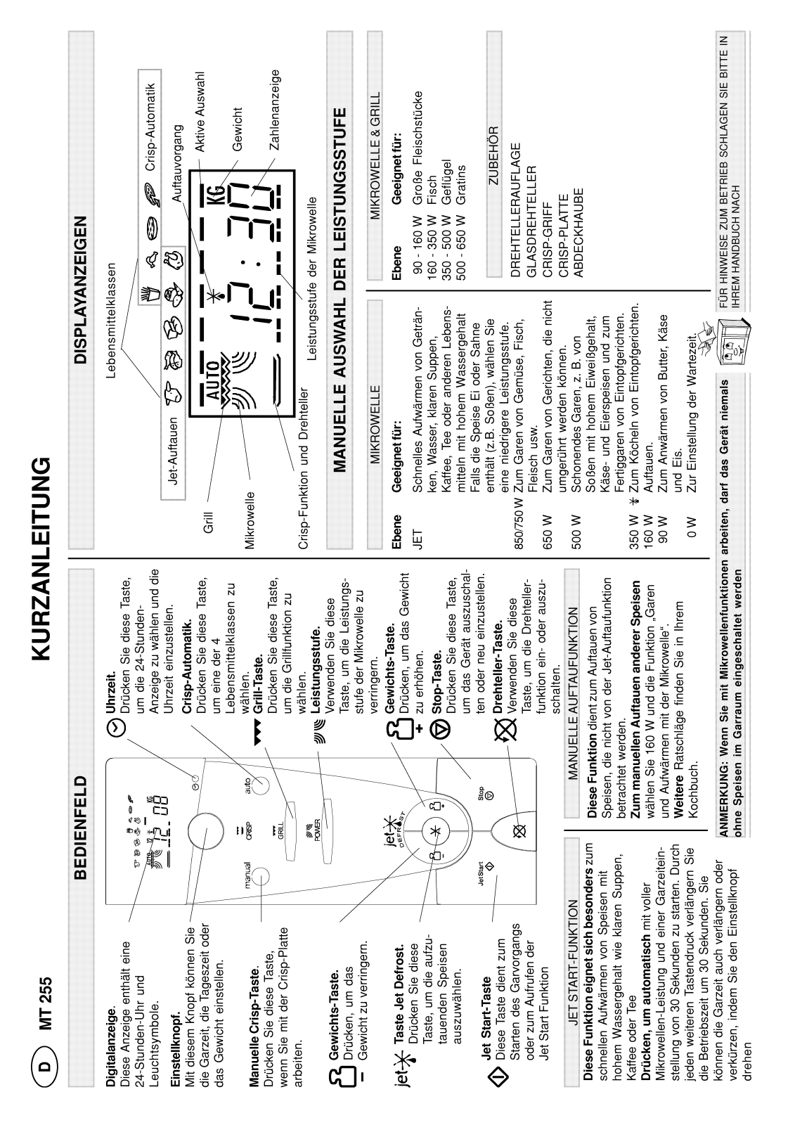 Whirlpool MT 255 / WHITE, MT 255/BL, MT 255/N&D BLUE, MT 255/BLANC, MT 255/NOIR INSTRUCTION FOR USE