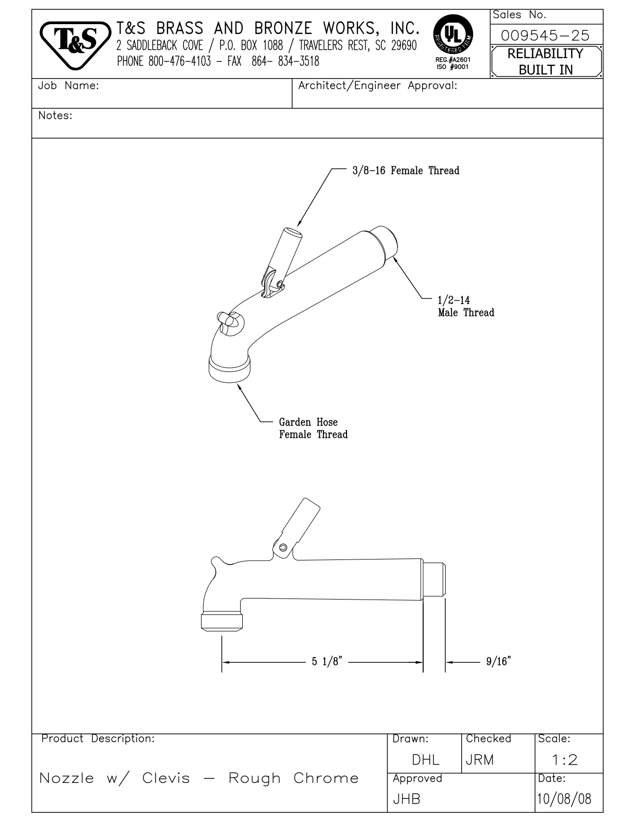 T&S Brass 009545-25 User Manual