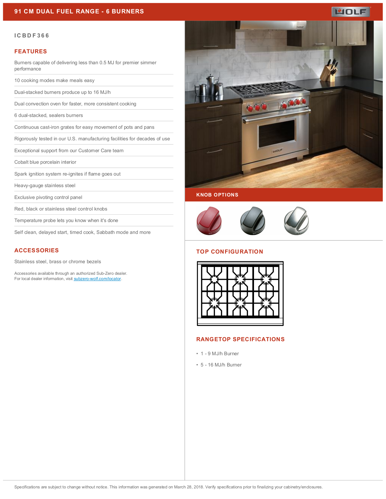 WOLF ICBDF366LPG, ICBDF366NG Quick Guide