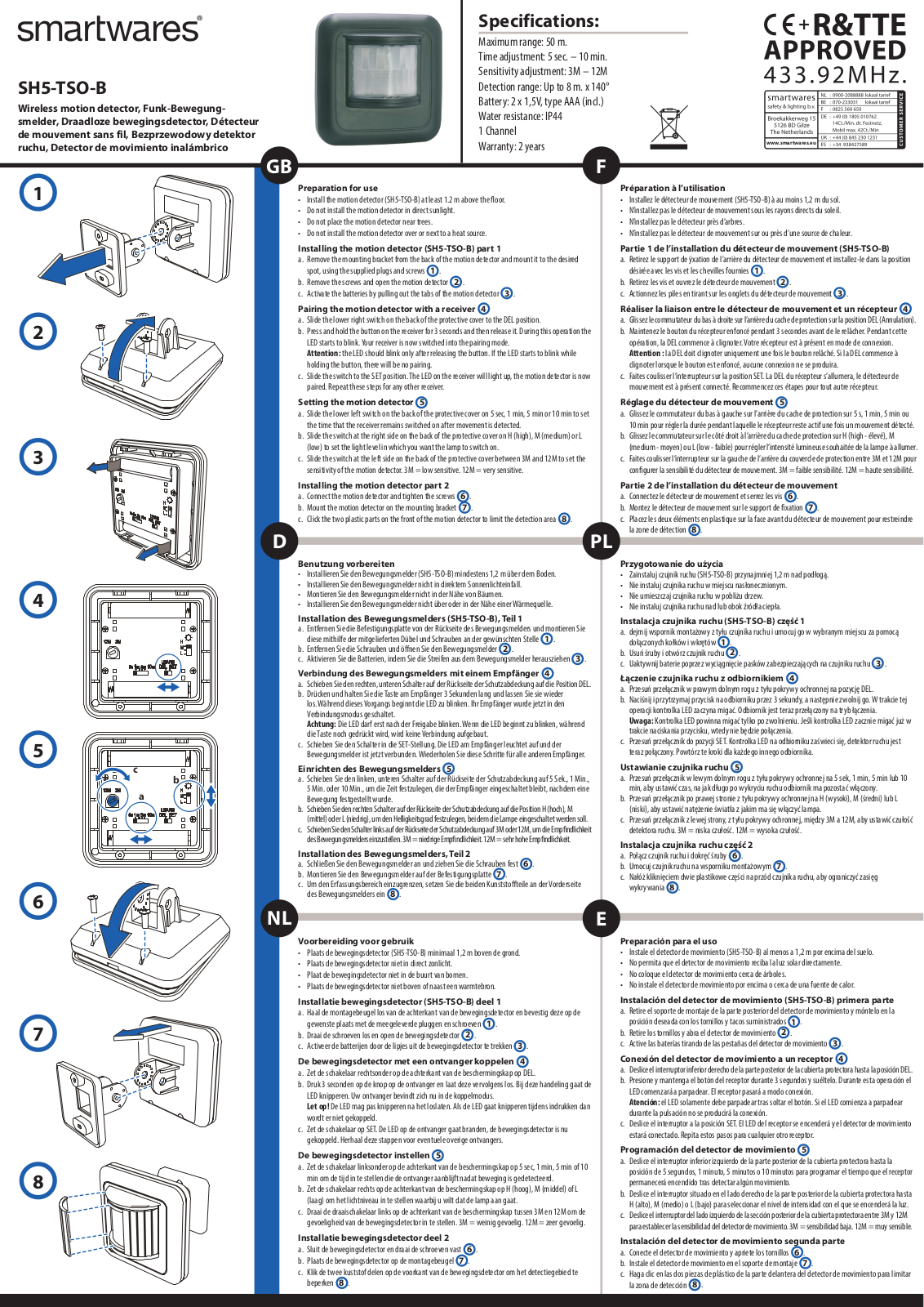 Smartwares SH5-TSO-B User Manual