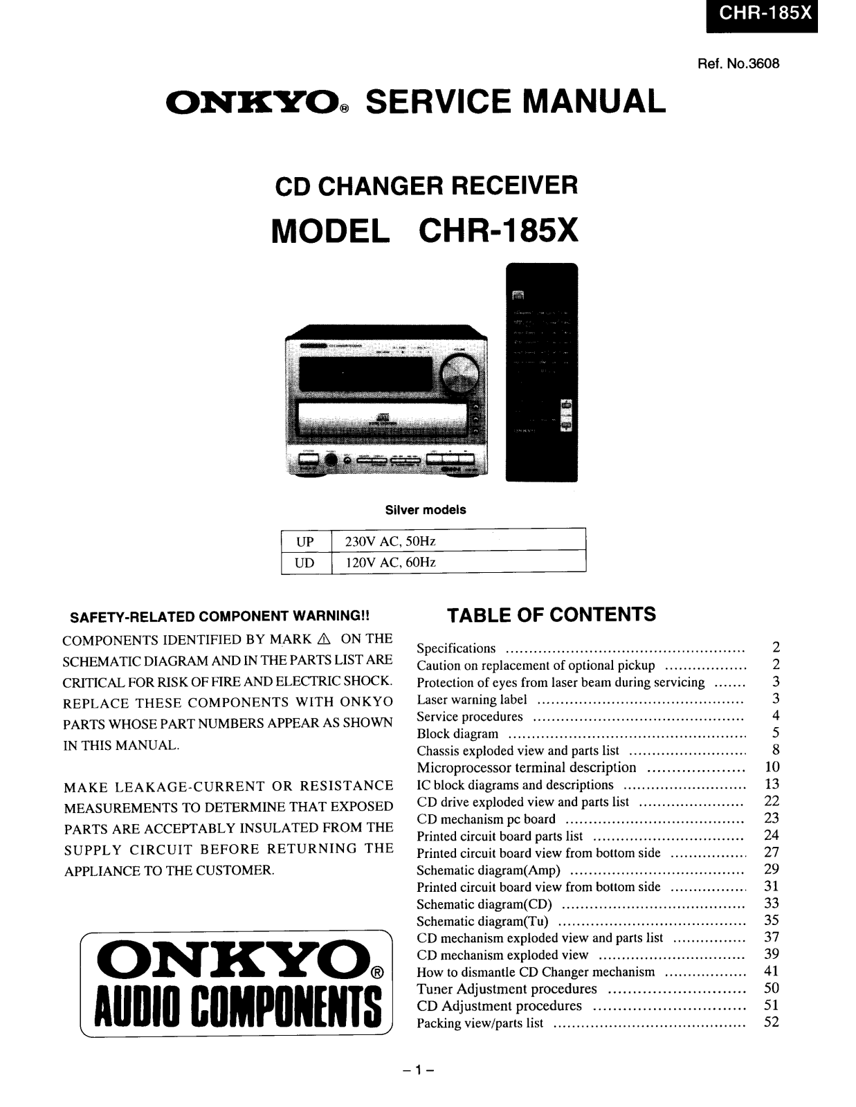 Onkyo CHR-185-X Service manual