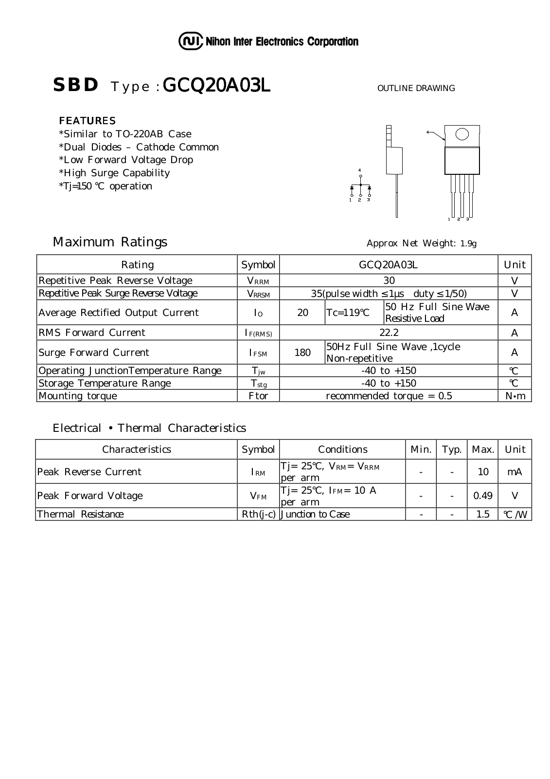 Datasheet GCQ20A03L Datasheet (NIHON) - ManualMachine.com