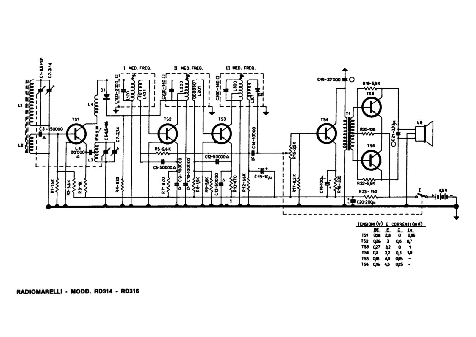 Radiomarelli rd314, rd316 schematic