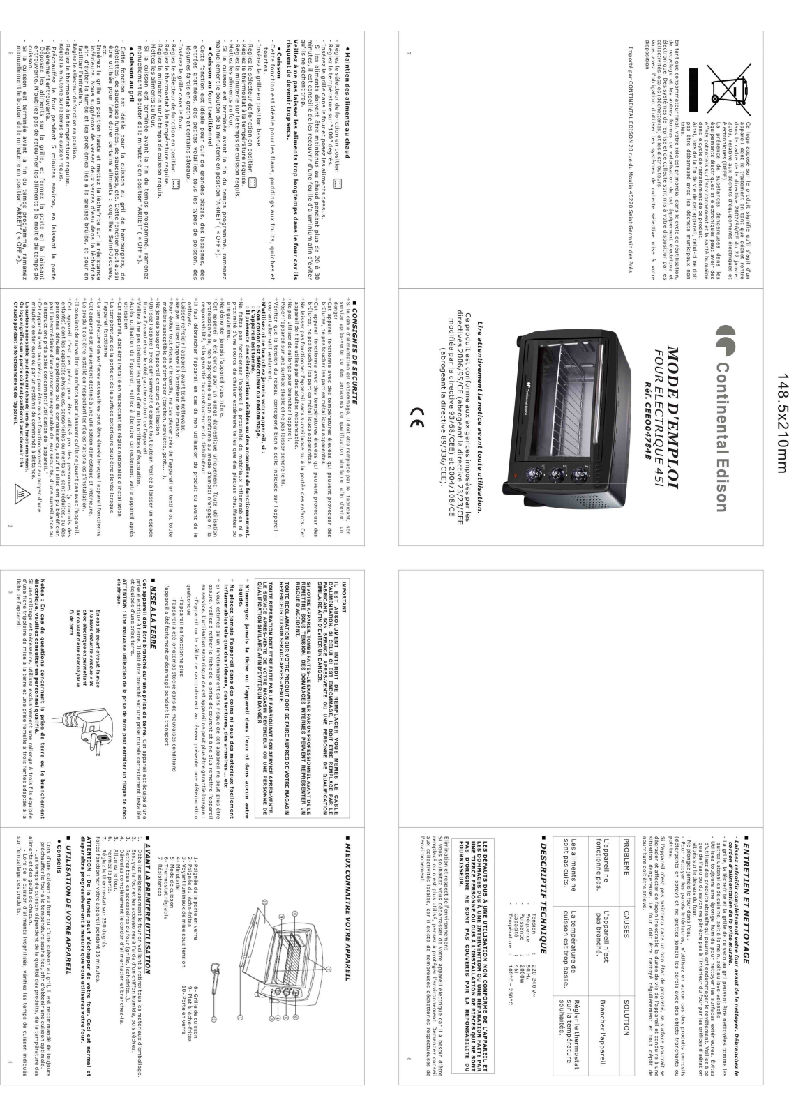 Continental edison CEEO04784B User Manual