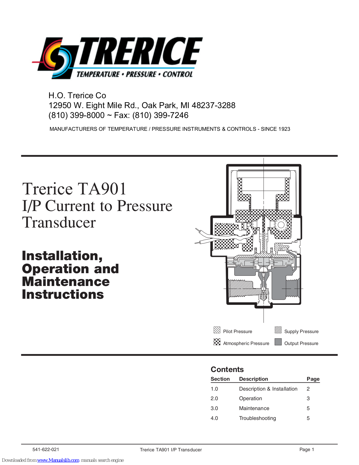 Trerice TA901 Installation, Operation And Maintenance Instructions - ManualMachine.com