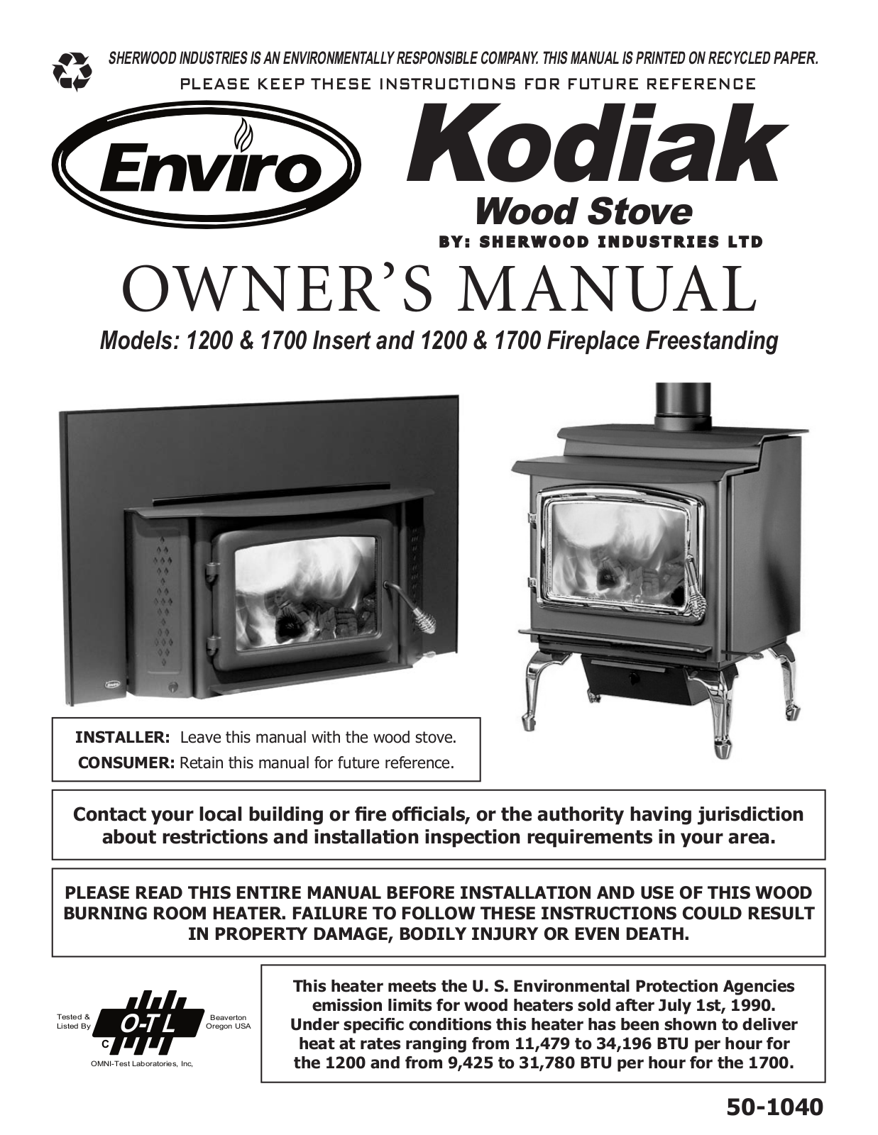 Enviro Kodiak 1200 User Manual