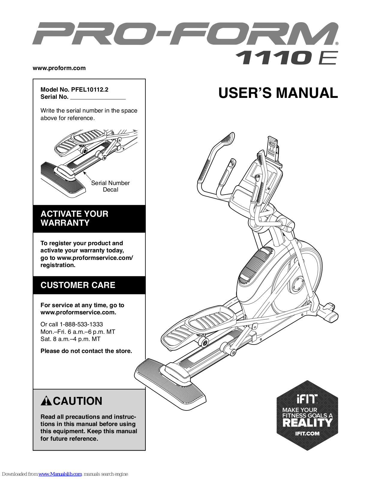 Pro-Form 1110 E PFEL10112.2 User Manual