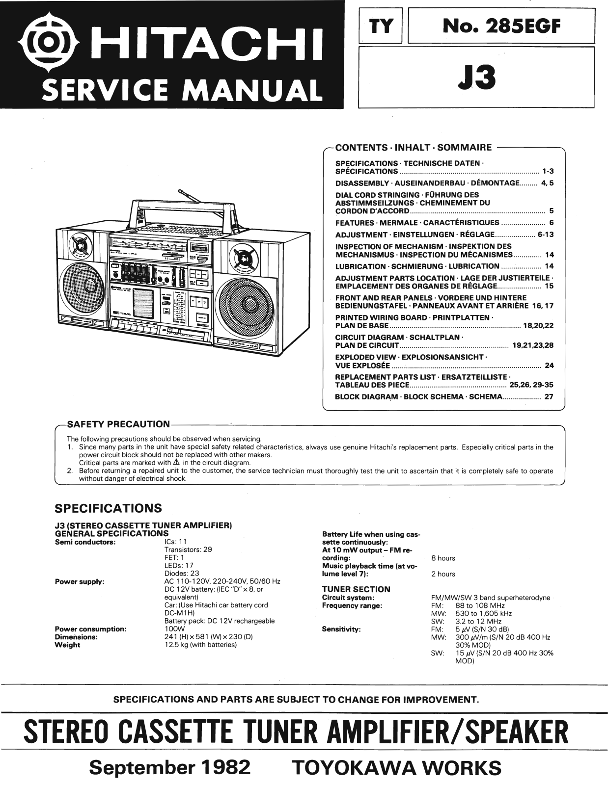 Hitachi J-3 Service Manual
