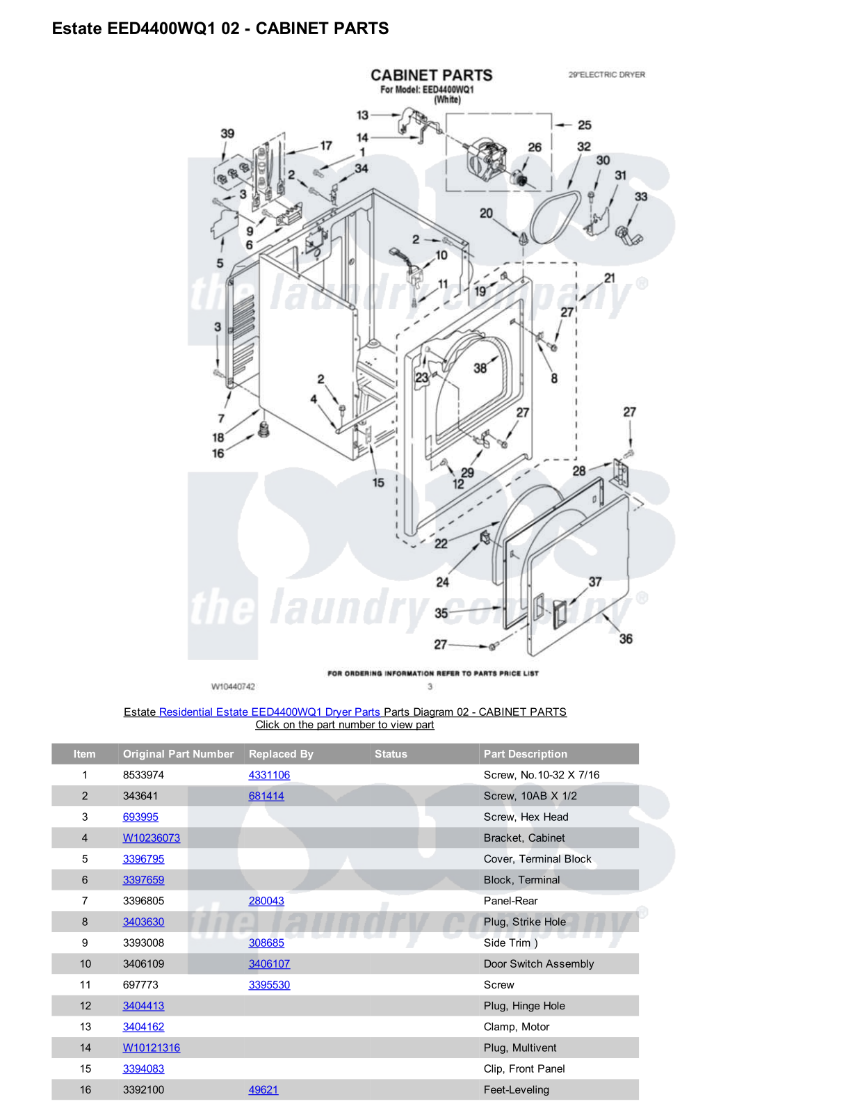 Estate EED4400WQ1 Parts Diagram