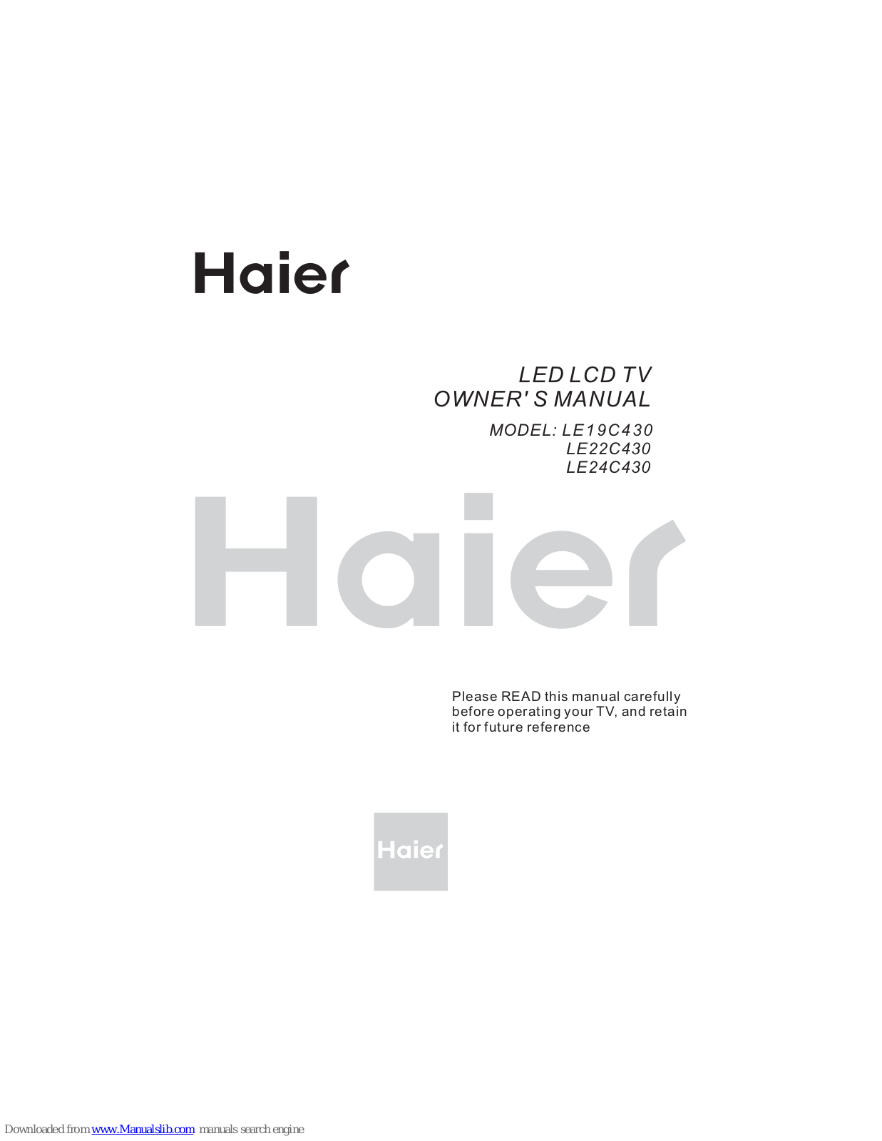 Haier LE19C430, LE24C430, LE22C430 Owner's Manual