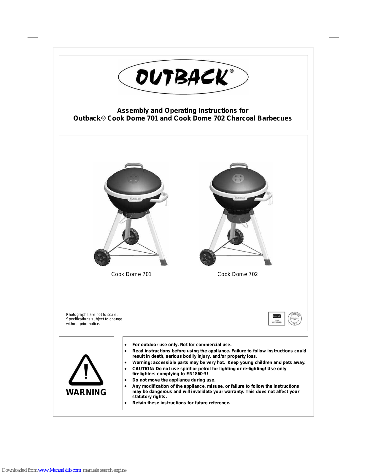 Outback Cook Dome 701, Cook Dome 702 Assembly  Manual