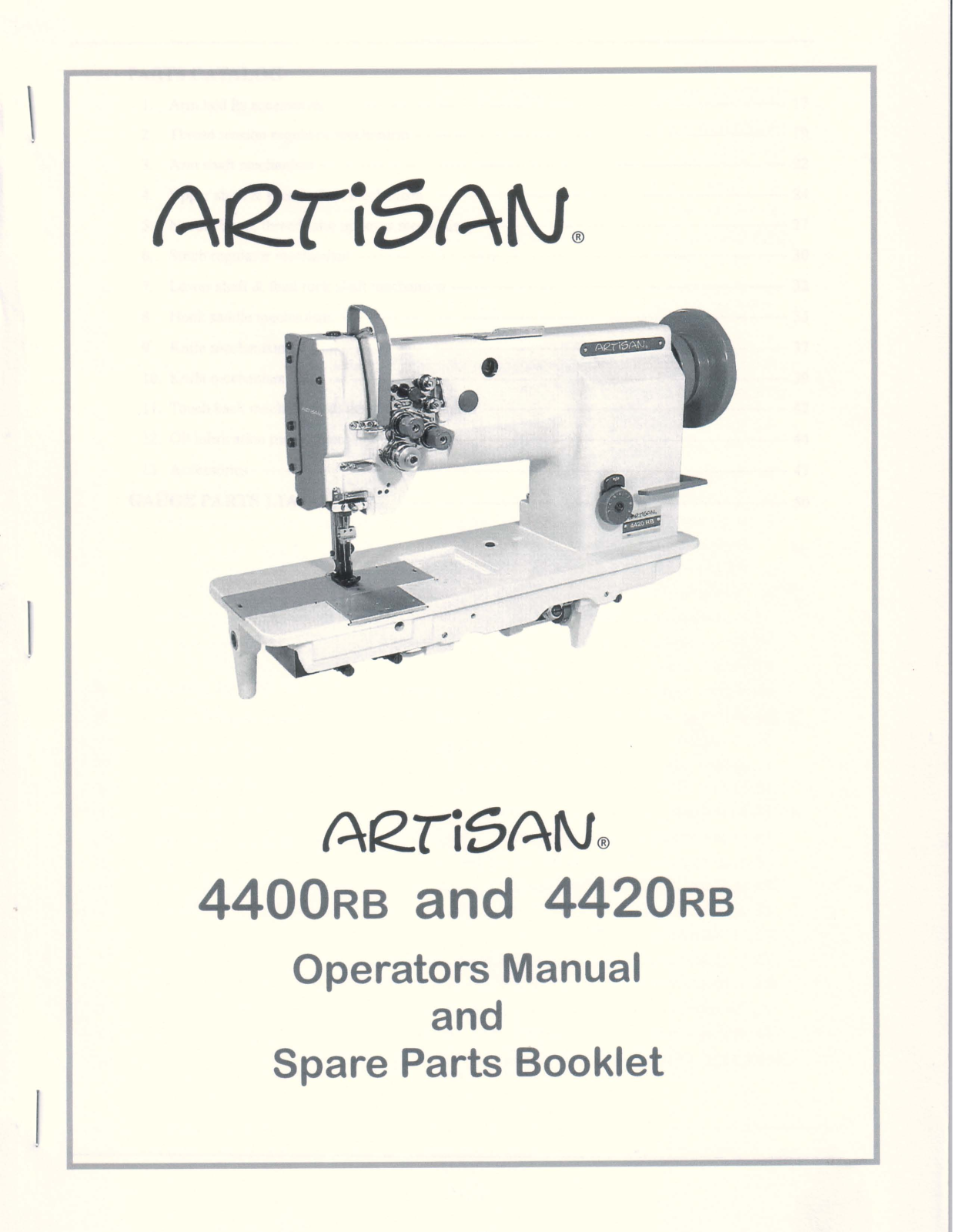 Artisan 4420RB, 4400RB Operating Manual - ManualMachine.com