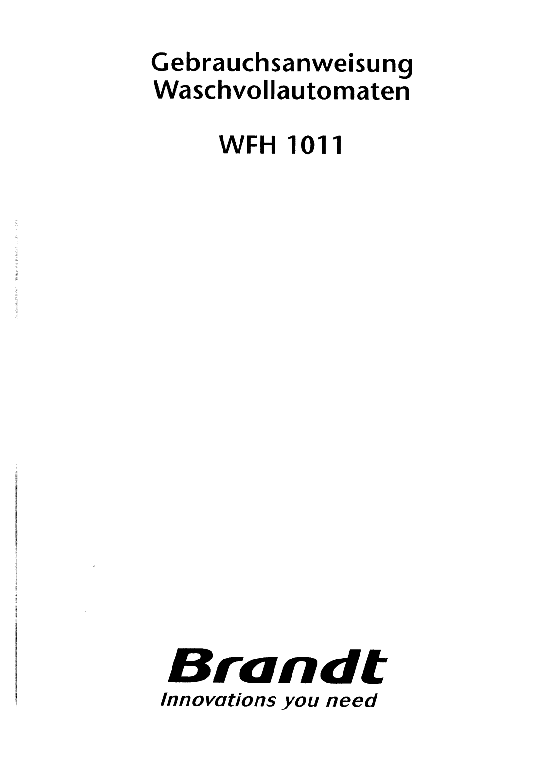 Brandt WFH1011 User Manual