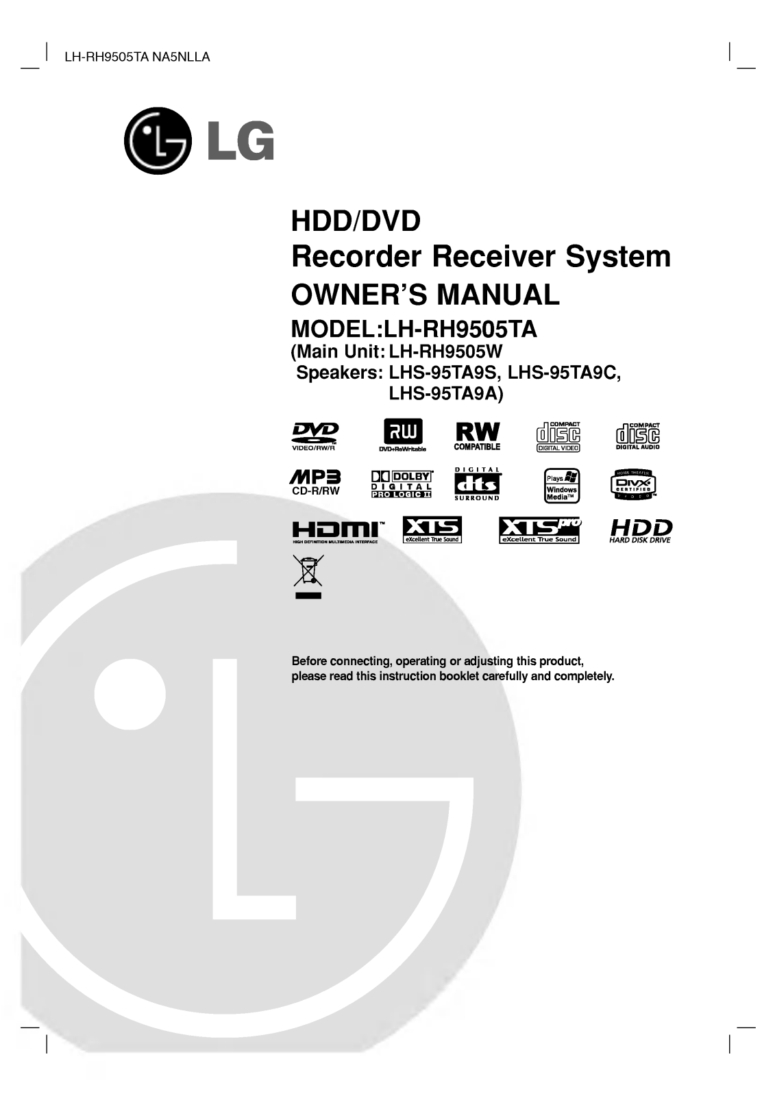 LG LH-RH9505TA Owner’s Manual