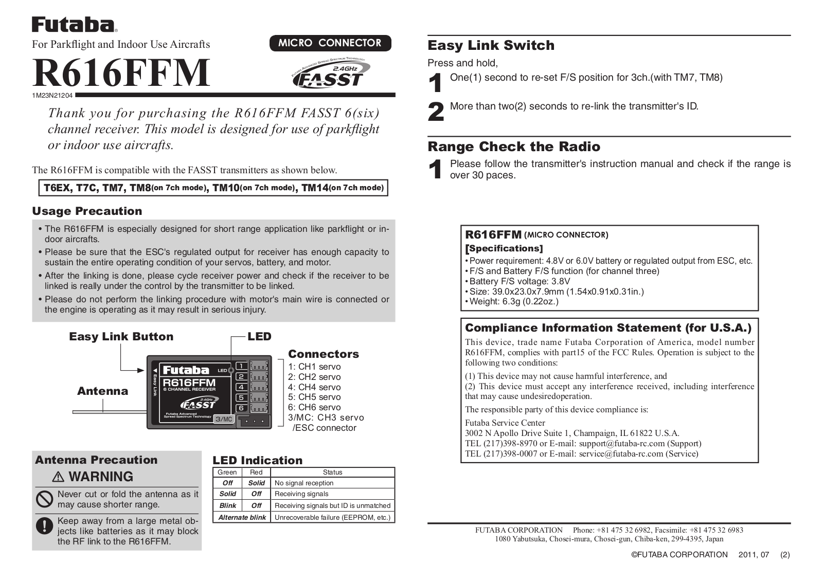 Futaba R616FFM User Manual