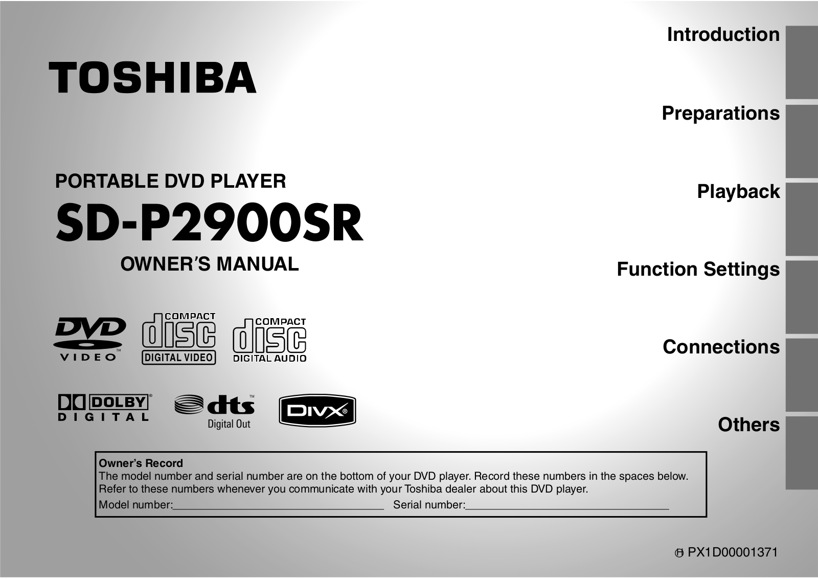 Toshiba SD-P2900SR User Manual