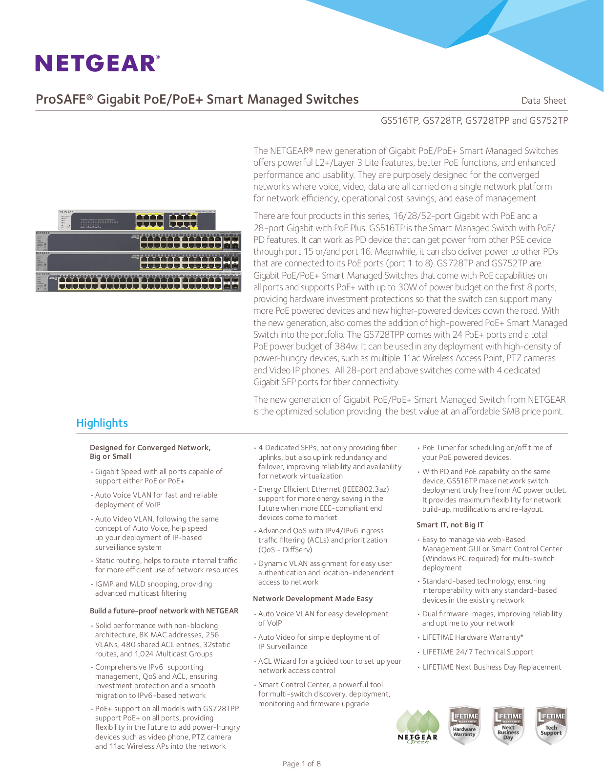 Netgear GSM4352PB, GS728TPP Data Sheet