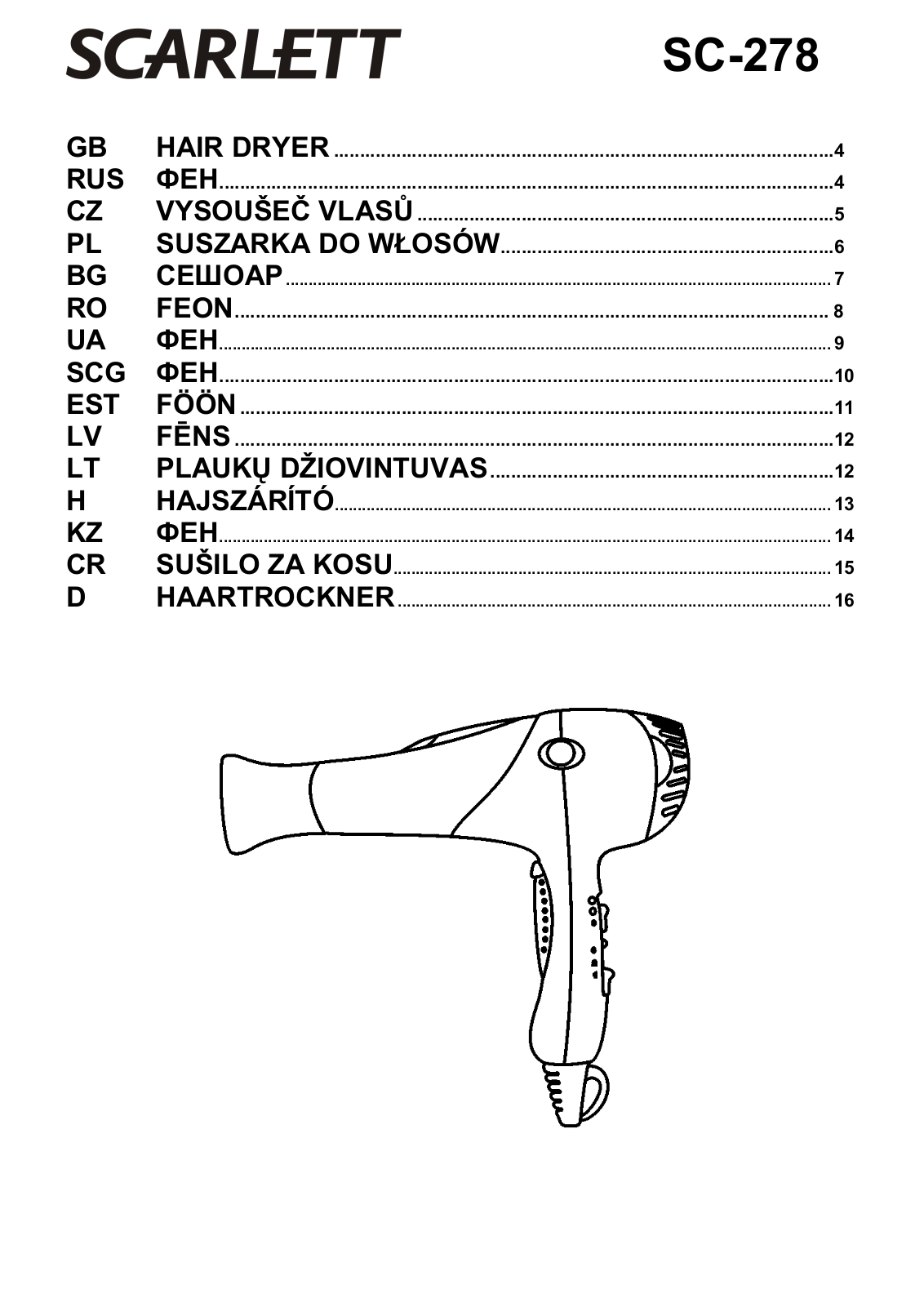 Scarlett SC-278 User manual