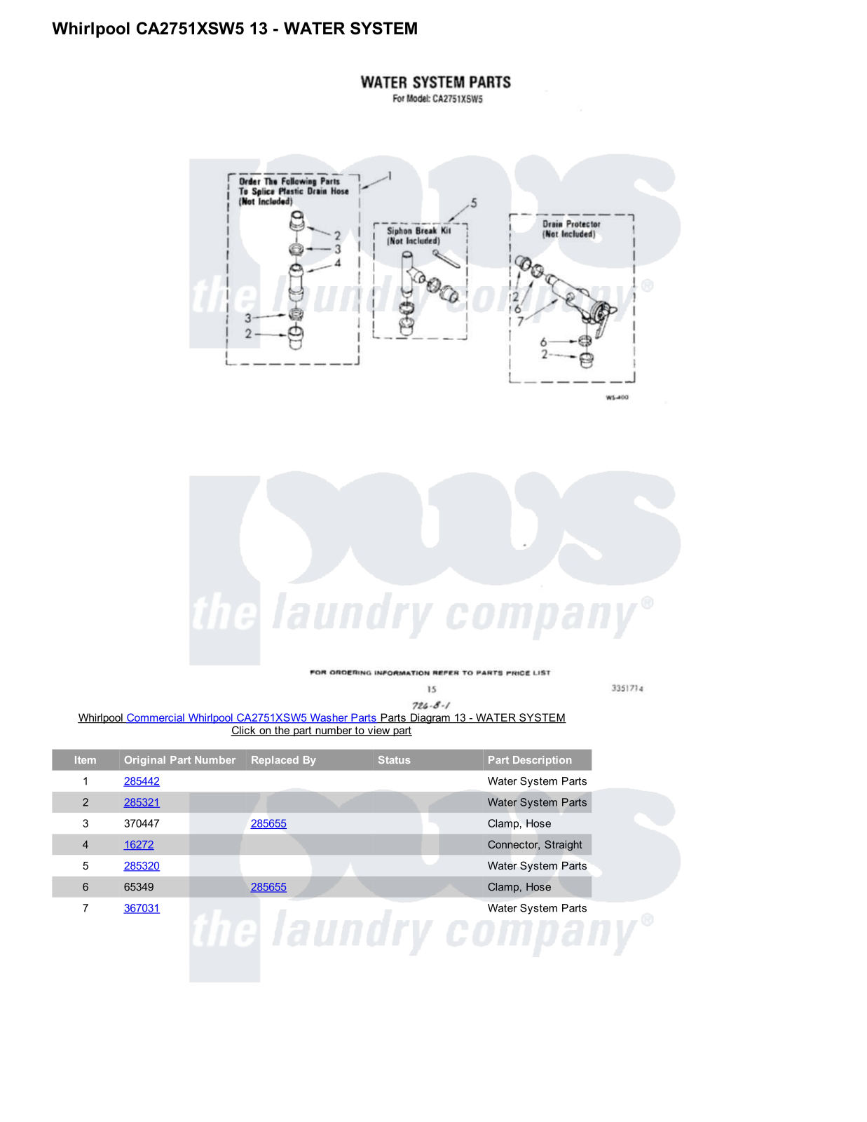 Whirlpool CA2751XSW5 Parts Diagram