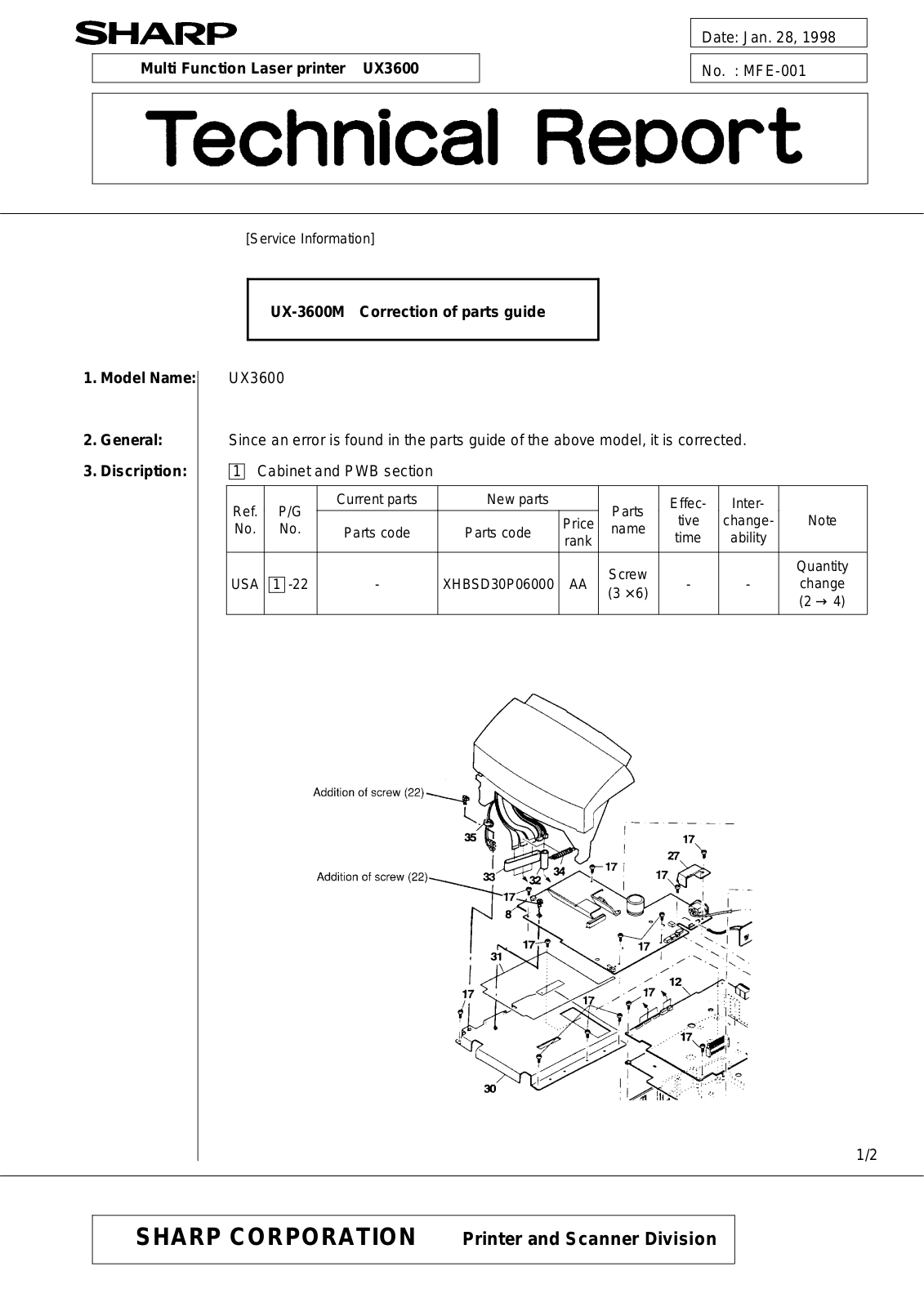 SHARP MFE001 Technical Report