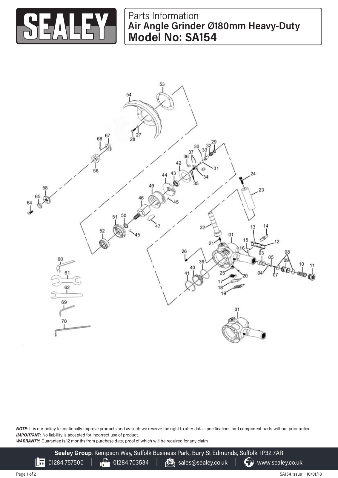 Sealey SA154 Parts Listing - ManualMachine.com