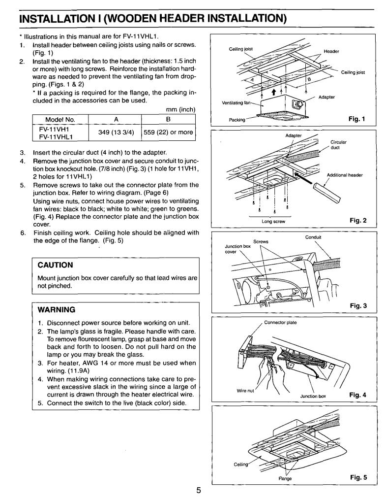 Panasonic FV-11VHL1, FV-11VH1 User Manual