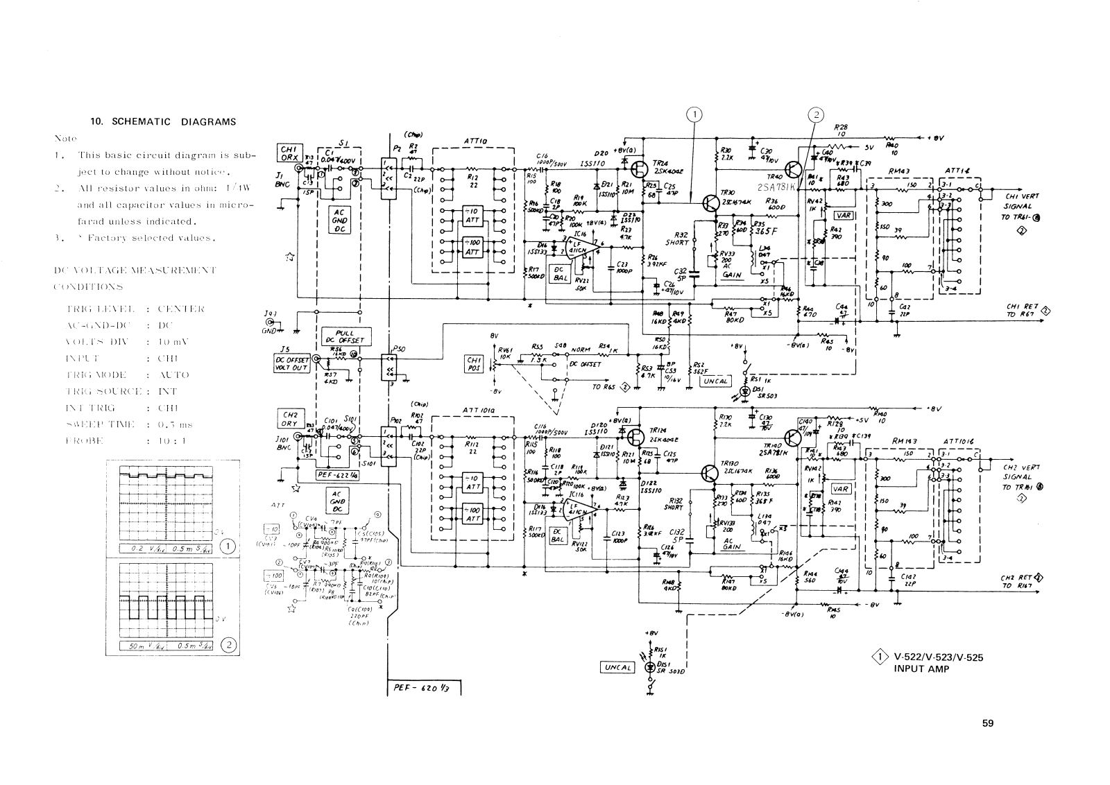 Hitachi V-525, V-523, V-522 Schematic